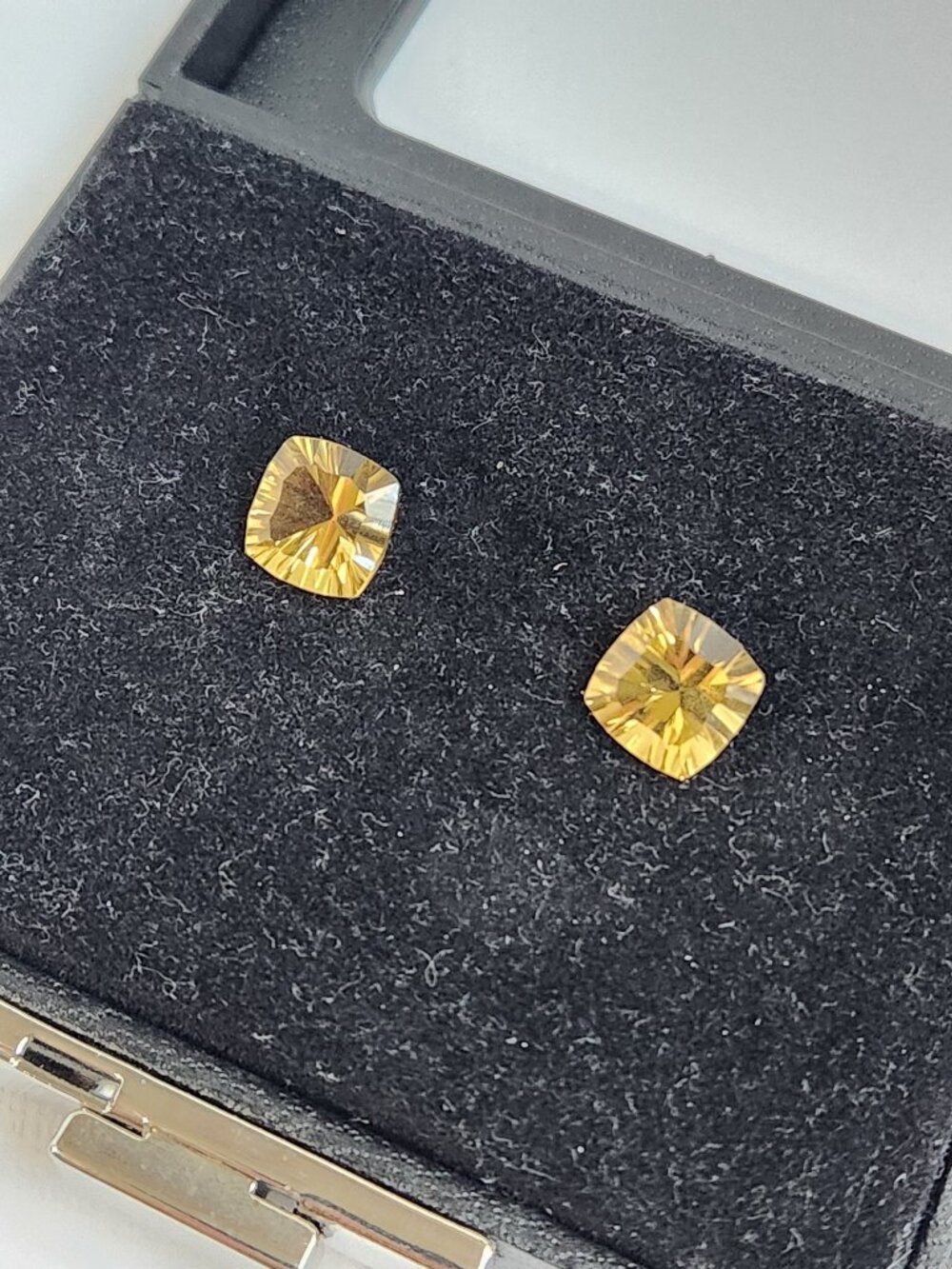 VTG Matched Pair Natural Citrine 5.60 CTW Golden Cushion Cut Loose Gemstones 9mm - Picture 9 of 16